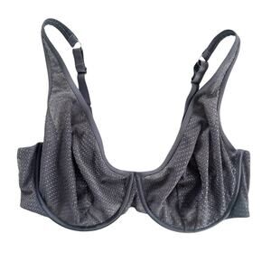 Thirdlove Unlined Modern Mesh Scoop Bra Dark Gray Size 38DD (E) EUC